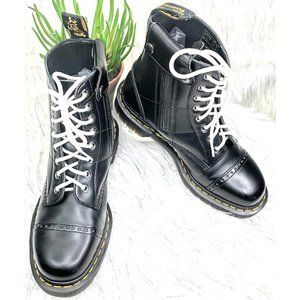 Dr. Martens X Needles Black Leather Zip Boots Sz 9